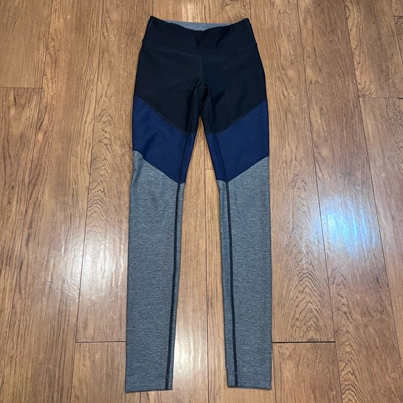 Outdoor Voices Blue & Grey Heather Color Block Athletic Work Out Leggings Sz XS - Picture 2 of 11